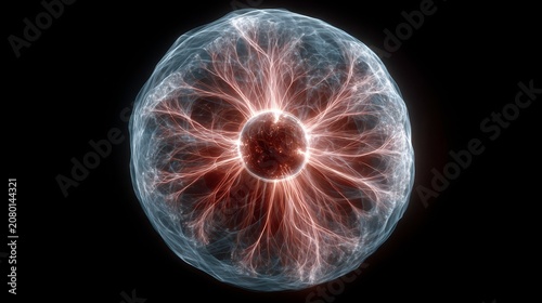 Abstract Representation of Energy with Light Patterns on Dark Background