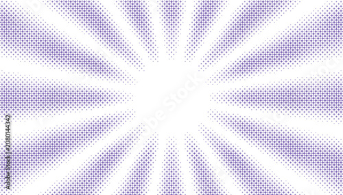 Sophisticated violet purple halftone sunburst pattern with radial rays and classic geometric dot texture for premium design projects