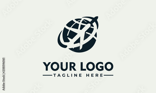 Tableau sur toile Travel Agency Globe Airplane Vector Logo Illustration Design Concept