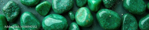 Green aventurine stones, fine-grained texture  Ornamental pebbles , alternative medicine, folk medicine