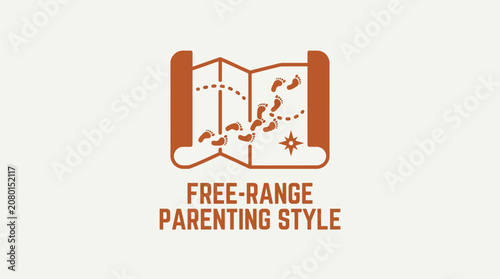Konstfotografi Open Map With Wandering Footprints Icon Representing Free-Range Parenting Style