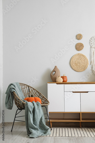 Chest of drawers, wicker ar...