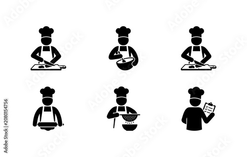 Fotografi Chef pictogram set representing culinary preparation cooking steps and recipe pl