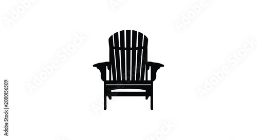 Quadro su tela Adirondack Chair Silhouette Against White Background lawn