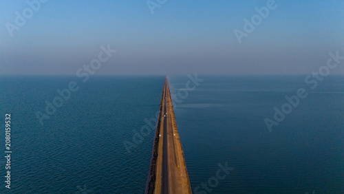 Bild auf Leinwand Road to Dholavira Across White Rann Aerial View Gujarat India