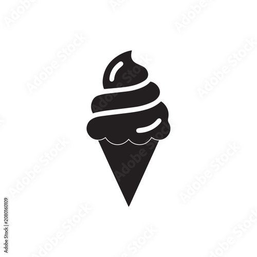 Ice Cream Scoop Icon Black and White Vector Illustration