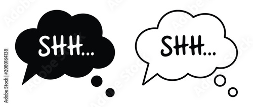 Schilderij op canvas Two speech bubbles with the word SHH