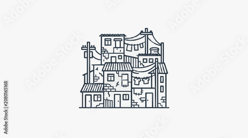 Black and white detailed architectural building illustration.