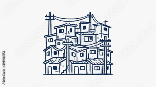 Black and white detailed architectural drawing of a house.