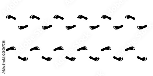 Human Footprint Trail Patterns Isolated on Transparent Background. Vector human barefoot footprint paths designed for creating custom trails, paths, or borders