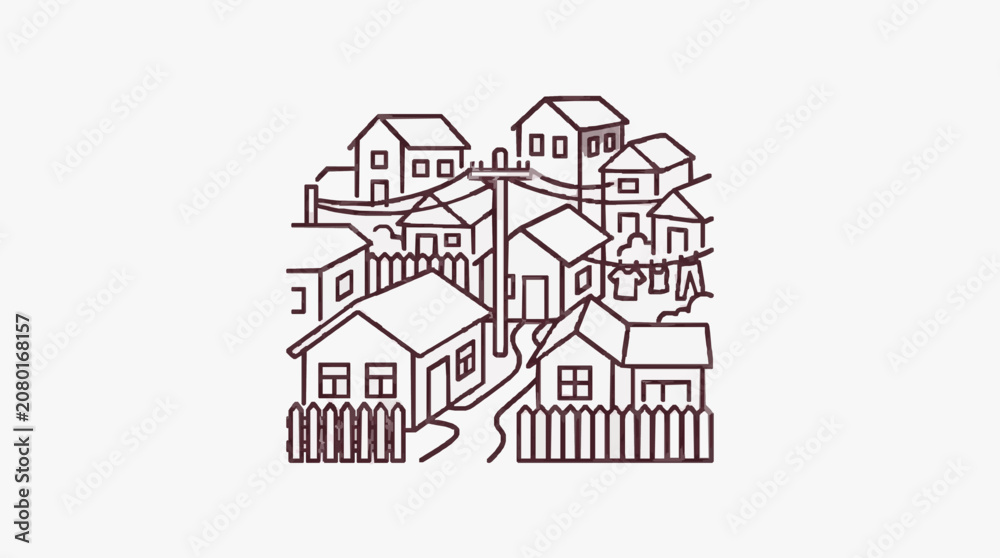 Fototapeta premium Black and white line art of a large Victorian house.