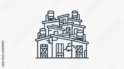 Schilderij op canvas Black and white line art of a modern house.