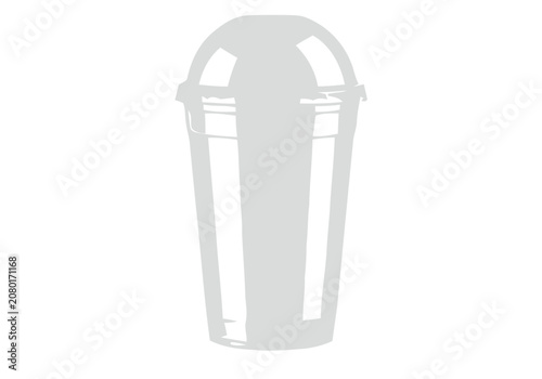 An illustration of a single metal trash can on a white background