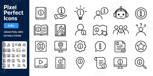 Photography Information icons set in pixel perfect style