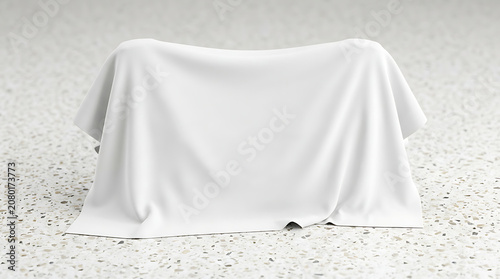 Isolated white nursing cover draped over unseen subject on a speckled textured surface for baby privacy and maternity care