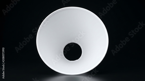 Isolated white plastic pet recovery cone for veterinary post surgery care protective collar for cats and dogs health treatment
