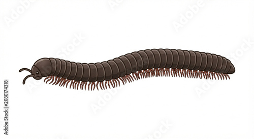 Bild auf Leinwand Cartoon illustration of a brown millipede isolated on white background
