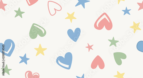 Colorful heart and star pattern design.