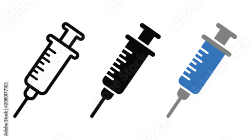 Syringe icon set with needle, medical injection and vaccine vector illustration