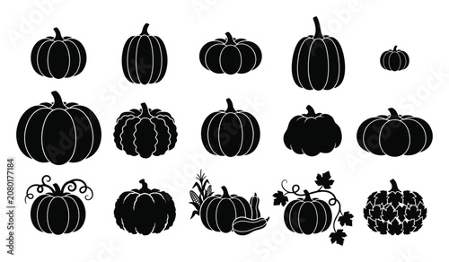 Fotografía Halloween silhouette pumpkins and gourds for fall decor