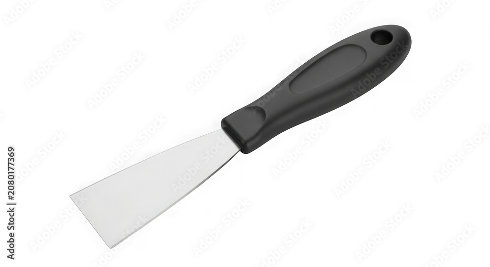 Fototapeta premium Putty knife with black handle and metal blade