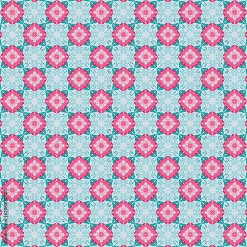 Seamless pattern romantic abstract floral for fabric blue background 