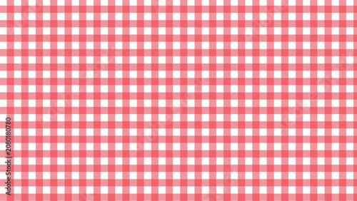 Red and white gingham pattern with a classic checkered picnic tablecloth fabric design for summer themes