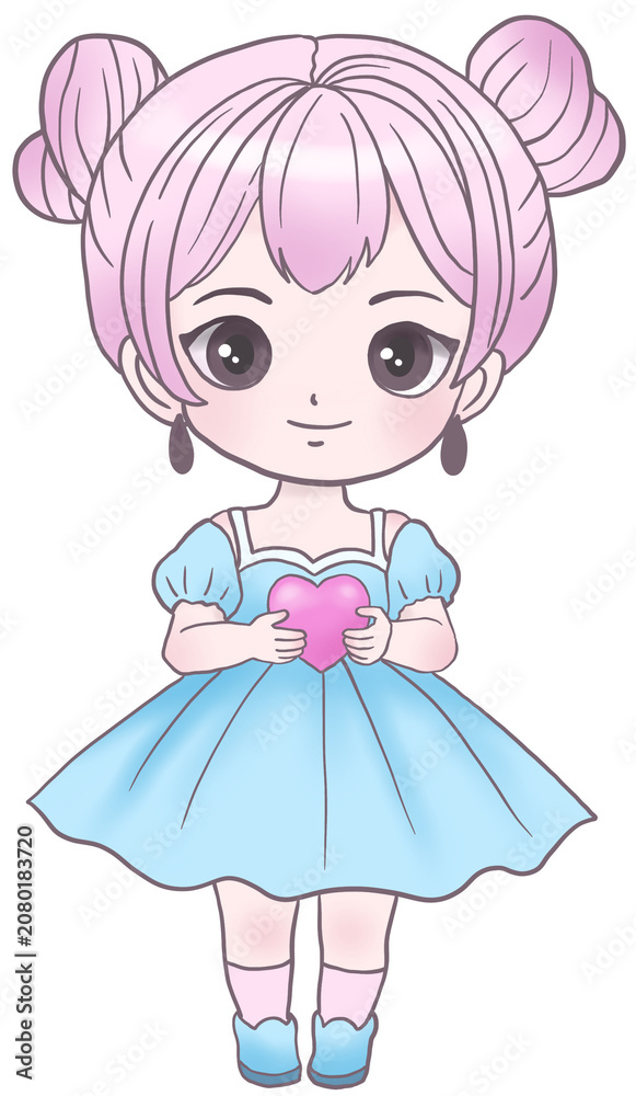 Fototapeta premium Cute girl in blue dress