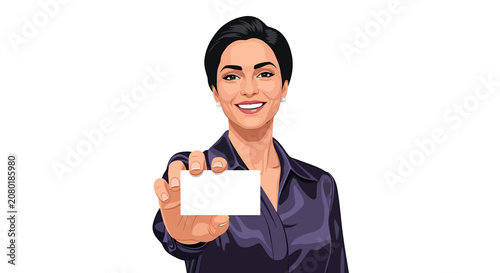 Foto Female HR Manager Handing Over Business Card