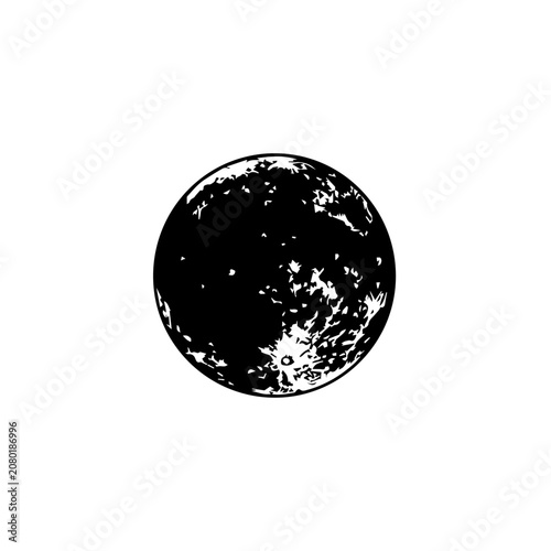 Moon illustration displays a detailed lunar surface against a clean white background.