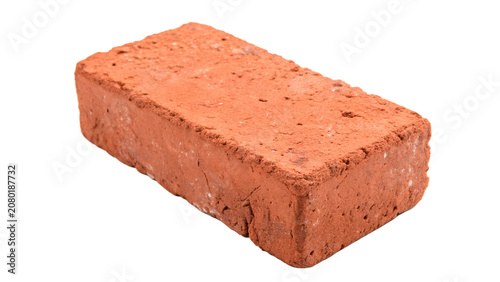 Bild auf Leinwand Single classic red clay brick construction material isolated on transparent back