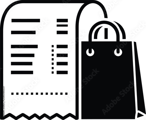 Valokuva Minimalist black icon featuring a shopping bag and paper receipt