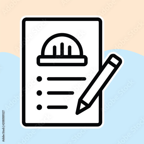Construction Project Plan and Hard Hat Document Icon