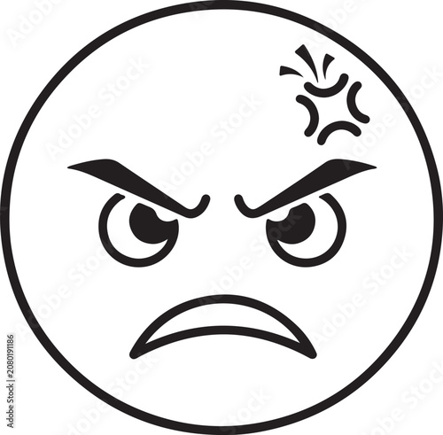 Foto An angry face emoji showing frustration and displeasure with furrowed brows and