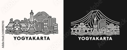 Foto Yogyakarta Indonesia Skyline Linear Vector Illustration For Javanese Cultural To