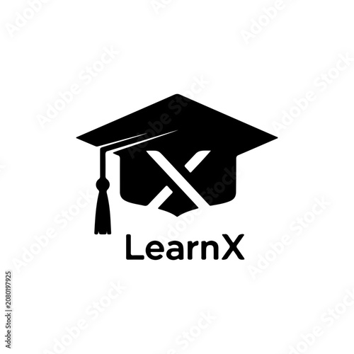 Modern Education Brand LearnX Graduation Cap Logo For Academic Business Branding Vector illustration