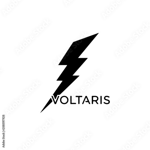 Modern Energy Logo Voltaris With Sharp Bolt Design For Power Business Branding Vector illustration