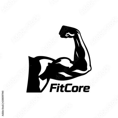 Creative Fitness Brand FitCore Strong Muscle Arm Symbol For Gym Identity Vector illustration