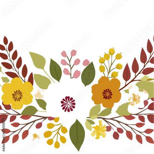 Colorful Floral Border Vector Illustration