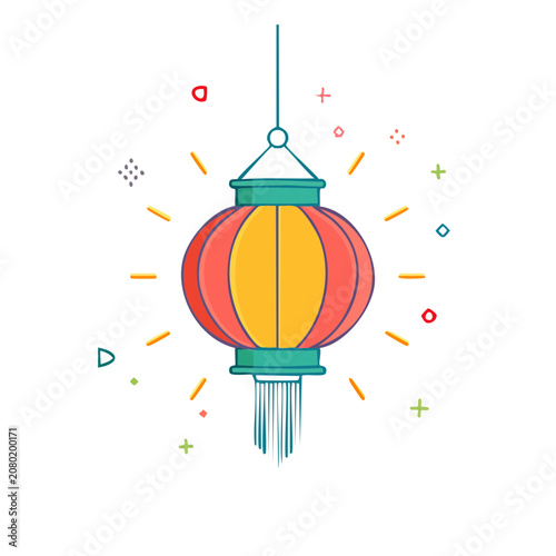 Colorful Hanging Paper Lantern Vector Illustration