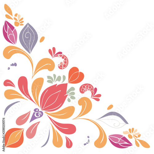 Colorful floral corner ornament vector illustration