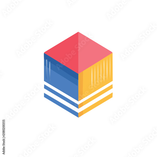 Isometric Stacked Cubes Vector Illustration