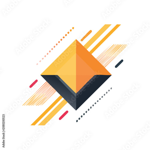 Abstract Geometric Pyramid with Dynamic Lines and Dots