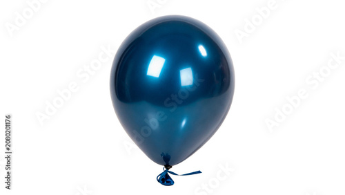 Cuadro en lienzo Single glossy dark blue metallic helium balloon isolated on transparent backgrou