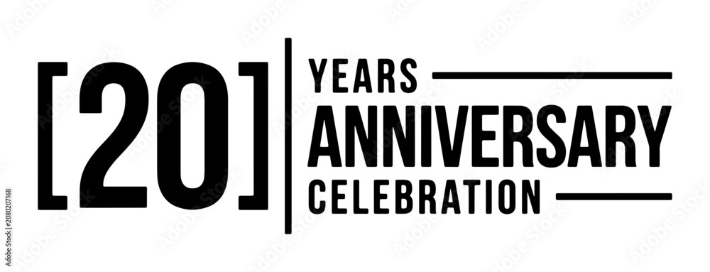 Obraz premium 20 Years Anniversary Celebration Vector Graphic, Twenty Year Milestone Event Icon, Black and White Corporate Milestone Design