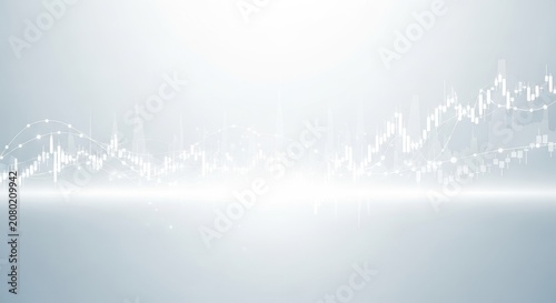 Financial stock market data visualization with white glowing digital charts