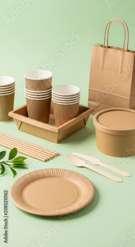 Eco Friendly Disposable Tableware Set with Paper Cups and Plate