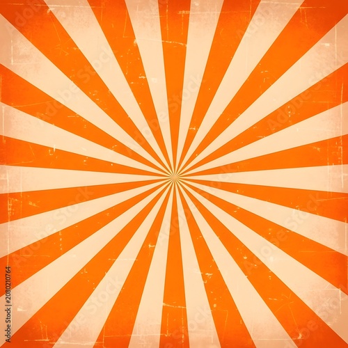 Vintage style orange and white sunburst background with distressed texture for retro Halloween graphic design project Happy Halloween