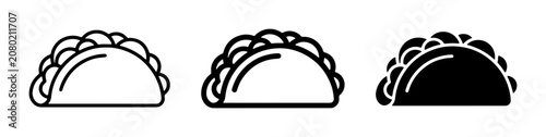Foto Empanada Icons Set, Simple Line Art and Solid Fill Vector Graphics for Food Bran