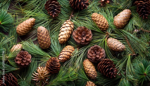 Natural Background Of Pine Cones And Needles